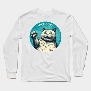 Nice Butt, Cute Chonky Cat Long Sleeve T-Shirt